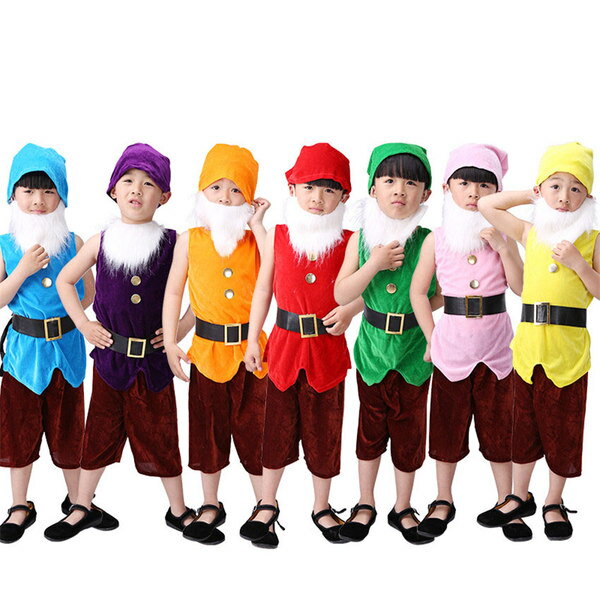 コスプレ衣装 姫 と7人の小人たち 変装 道具 イベント パーティー 7カラー 子供 5点セット コスプレ ハロウィン 仮装 コスチューム 子供服 男の子 ハロウィン キッズ 子ども 衣装100−160cm ピンク 紫 ネイビー 青 緑 黄色 オレンジ色 赤 eb924c0c0c6