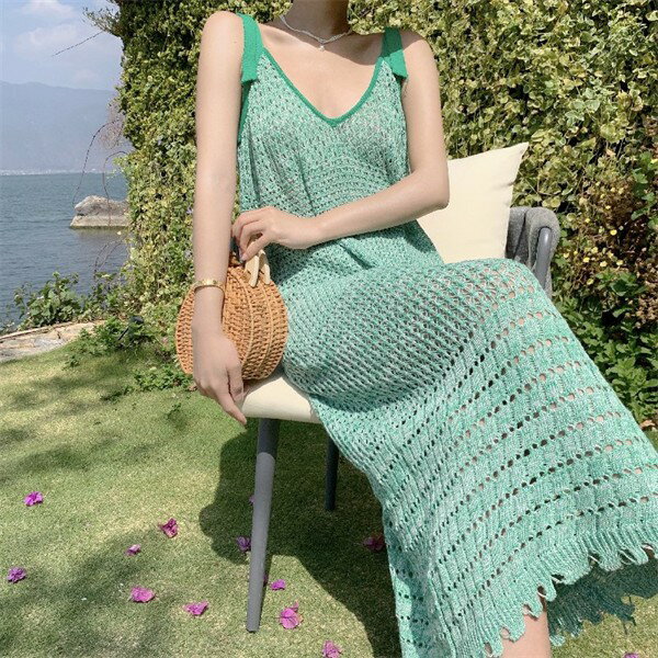 リゾートワンピース レディース サマードレス ワンピース 夏ワンピ ロング おしゃれ ファッション 春夏 カジュアル 大きいサイズ 体型カバー ゆったり ニット ハワイ 沖縄 旅行用 大人 dd081c6c6m3