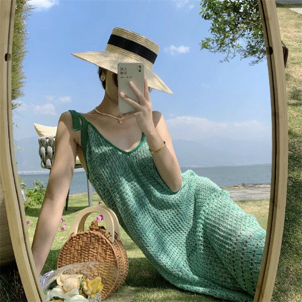 リゾートワンピース レディース サマードレス ワンピース 夏ワンピ ロング おしゃれ ファッション 春夏 カジュアル 大きいサイズ 体型カバー ゆったり ニット ハワイ 沖縄 旅行用 大人 dd081c6c6m3