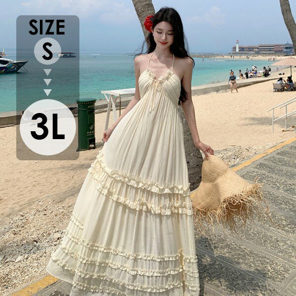 リゾートワンピース マキシ丈 夏 レディース 沖縄 レディース サマードレス ワンピース 夏ワンピ ロング おしゃれ ノースリーブ ファッション 春夏 カジュアル 大きいサイズ 体型カバー ゆったり 大きめ きれいめ ハワイ 旅行用 大人 dd095c6c6m3