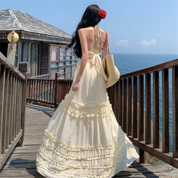 リゾートワンピース マキシ丈 夏 レディース 沖縄 レディース サマードレス ワンピース 夏ワンピ ロング おしゃれ ノースリーブ ファッション 春夏 カジュアル 大きいサイズ 体型カバー ゆったり 大きめ きれいめ ハワイ 旅行用 大人 dd095c6c6m3