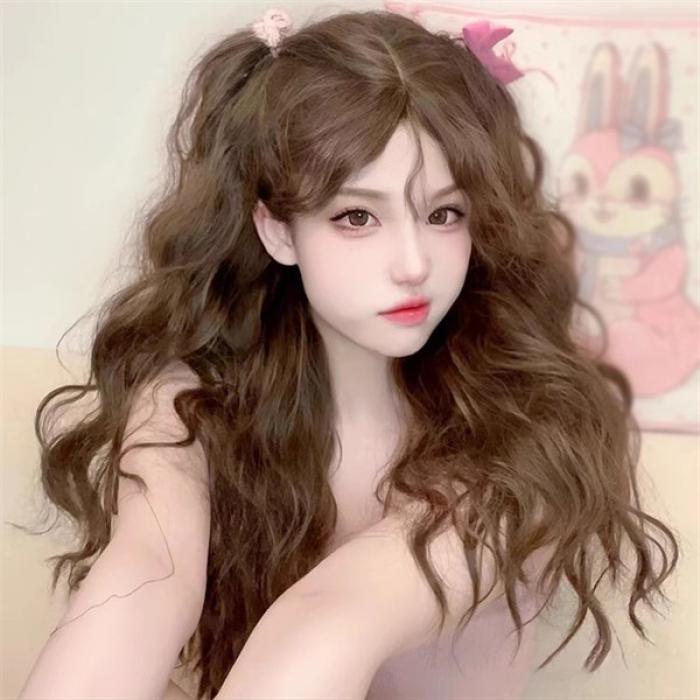 ウィッグ レディース フルウィッグ ロング 巻き髪 前髪あり 可愛い かわいい 大人用 コスプレ ロリータ ゴスロリ コスチューム 原宿風 仮装 超自然 かつら wig Lolita 小顔 文化祭 イベント 学園祭 ハロウィン 自然 ブラウン dp046c6c6x1
