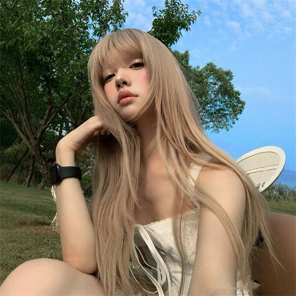 ウィッグ ロング ストレート ブラウン 茶髪 前髪ぱっつん 前髪あり フルウィッグ ロングウィッグ 可愛い コスレ ロリータ ゴスロリ 原宿 レディース コスチューム 仮装 大人 おしゃれ 普段使い 日常使い イベント 学園祭 演劇 舞台 学芸会 文化祭 ハロウィン dp120c6c6m3