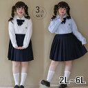 大きいサイズ 卒業式 入学式 制服 3点セット ぽっちゃり シャツ ブラウス スカート リボン付き 学生服 レディース 春 高校生 学生服 女の子 女子高生制服...