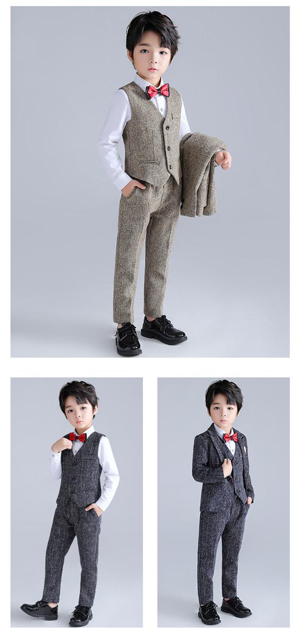なんちゃって制服 キッズセット ジャケット フォーマル スクール ジャケット コスプレ 春秋冬におすすめ フォーマスーツ 入学式 スーツ 子供服 卒業式スーツ 長袖 キッズ 男の子 リボン マスタード グレー 小学生 スーツ セットアップ de063g4g4x1 3