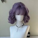 ウィッグ フルウィッグ 短髪 パープル ショート 巻き髪 ショートウィッグ ハロウィン 原宿風 かつら コスプレ 可愛い コスチューム 仮装 大人用 普段使い ...