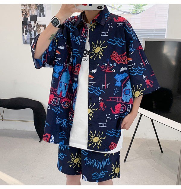 アロハシャツ シャツ メンズ アニマル 動物柄 開襟シャツ 夏物 セットアップ 上下セット ハワイアン レディース 半袖 大きいサイズ かわいい ヴィンテージ風...