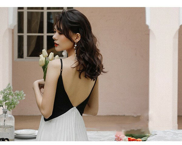 ワンピース レディース 夏ワンピ 春 キャミワンピース ロング Vネック スプライス フェミニン おしゃれ リゾート セクシー ファッション 春夏 カジュアル きれいめ ファスナー パーティー 日常 大人 旅行 結婚式 披露宴 お呼ばれ ホワイト ブラック dn016m3m3m3