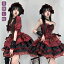 ロリータ ドレス 上下セット ワインレッド ゴシック風 ロリータファッション お姫様風 ワンピース コス..