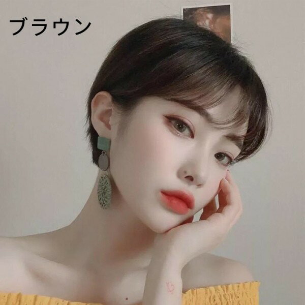ウィッグ ミディアム レディース フルウィッグ 仮装 ショート セミロング 超自然 エクステ かつら wig ロリータ Lolita レイヤー 小顔 原宿系 耐熱ウィッグ ブラック ブラウン　dp022m3m3m3