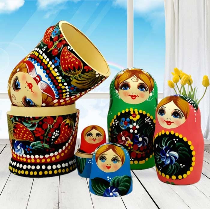マトリョーシカ ロシア クリスマス 人形 民芸品 土産物 手作り人形 手描き オブジェ 7個組19cm インテリア 雑貨 洋風 ギフト プレゼント 北欧雑貨 伝統工芸 おもちゃ 飾り 誕生日 キッズ 子供 部屋 ハロウィン かわいい ja028m3m3m3 [2]