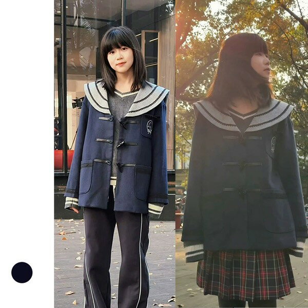 ダッフルコート セーラーコート ステンカラーコート 学生風 制服風 冬服 キッズ 小学生 中学生 高校生 JK ジュニア 中学 レディース ジャケット ショートコート ミニ コート トップス アウター 小柄 可愛い 通学 通勤 JK 着痩せ 女の子 子供 キッズ 長袖 dg680m4m4m3