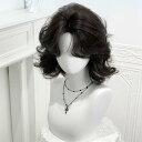ウィッグ フルウィッグ 短い髪 センター分けの前髪 巻き髪 ハロウィン 原宿風 かつら 自然 仮装 大人用 普段使い 文化祭 イベント 学園祭 演劇 舞台 学芸会 ブラック dp003m6m6x1