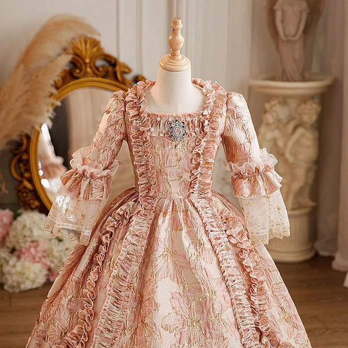 Happysunny Shopのキッズ 貴族 ドレス お姫様 衣装 油絵風 ロング 宮廷 王族服 お嬢様 舞台衣装 復古 ヨーロッパ 演劇服装 ステージ衣装 オペラ声楽 撮影 西洋ドレス レディース ロングドレス 貴族ドレス 中世 ワンピース 演出服 演劇 ハロウィン 女の子 ba082n1n1m3｜アングル2