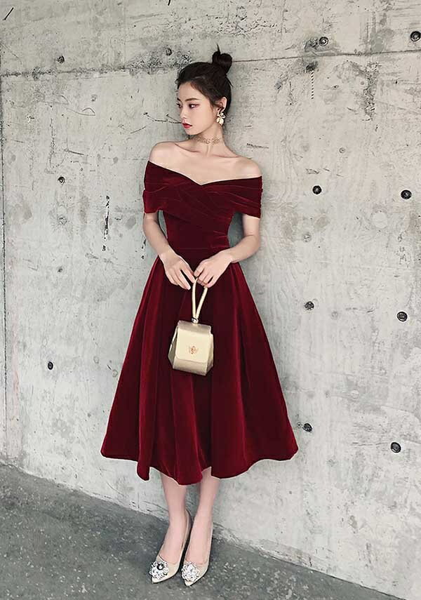 ドレス ロングドレス ミモレ丈ドレス オフショルダー 半袖 ロング丈 ミモレ丈 シン...