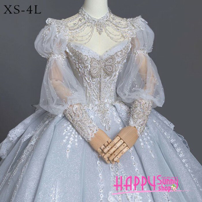 ウエディングドレス ワンピース 白 花嫁 大人 ロングドレス 大きいサイズ 小さいサイズ キラキラ パフ 結婚式 二次会 披露宴 前撮り 後撮り ロング 撮影 レディース 韓国 イブニングドレス パーティードレス dg272n1n1x1