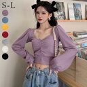 ブラウス パフスリーブ 長袖 トップス 袖あり シャツ 韓国風 大人 可愛い かわいい 秋 春 夏 20代 30代 40代 レディース ファッション ゆったり ...
