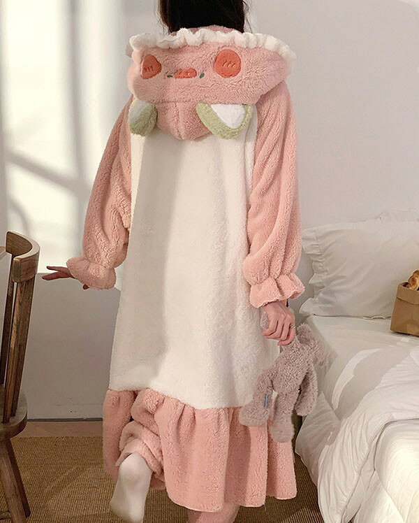 子豚 ルームウェア もこもこ パジャマ 冬 長袖 ナイトガウン 着る毛布 前開き フード付き 寝巻き 部屋着 暖かい あったか 着ぐるみ モコモコ 大人用 ふわふわ 動物 レディース 女性用 ガウン かわいい 可愛い ギフト プレゼント dh091n1n1m3 happysunny-10029350 Happysunny Shop サンプル画像3