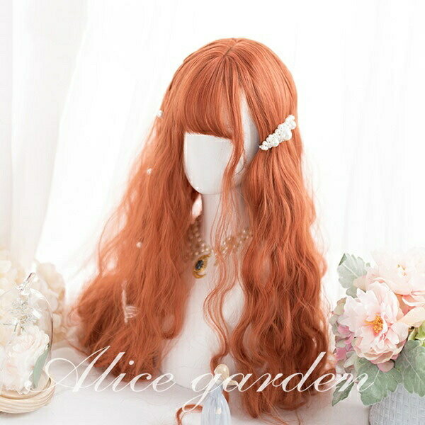 ウィッグ lolita ロリータ風 原宿風 かつら 巻き毛 ぱっつん前髪 オレンジ レディース コスプレウィッグ 可愛い ロング 耐熱ウィッグ コスチューム 仮装 大人用 dp025n1n1f4