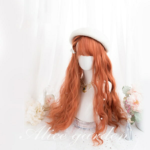 ウィッグ lolita ロリータ風 原宿風 かつら 巻き毛 ぱっつん前髪 オレンジ レディース コスプレウィッグ 可愛い ロング 耐熱ウィッグ コスチューム 仮装 大人用 dp025n1n1f4