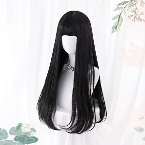 ロングストレート ウィッグ フルウィッグ 前髪あり ブラック 黒髪 自然 さらさら 耐熱 コスプレ ハロウィン 文化祭 イベント レディース ヘアネット付き 小顔効果 ロングヘア かつら dp091n1n1x1