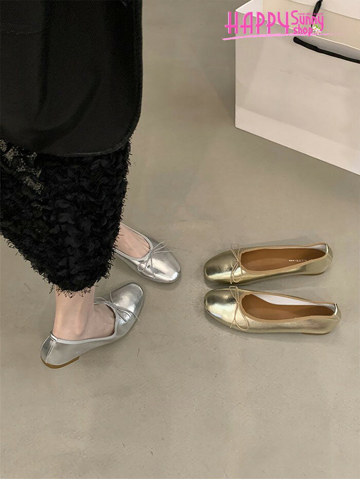 リボンモチーフ バレエシューズ パンプス 歩きやすい 走れる ラウンドトゥ レディ...