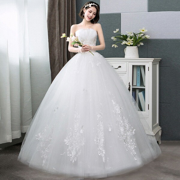 ドレス ウェディングドレス レディース 大きいサイズ ウエディングドレス 花嫁 二次会 ドレス ホワイト 白ドレス プリンセスドレス 結婚式 締め上げタイプ レース ロングドレス 撮影用 S/M/L/XL/2XL/3XL da108t2t2x1