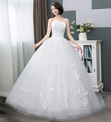 ドレス ウェディングドレス レディース 大きいサイズ ウエディングドレス 花嫁 二次会 ドレス ホワイト 白ドレス プリンセスドレス 結婚式 締め上げタイプ レース ロングドレス 撮影用 S/M/L/XL/2XL/3XL da108t2t2x1