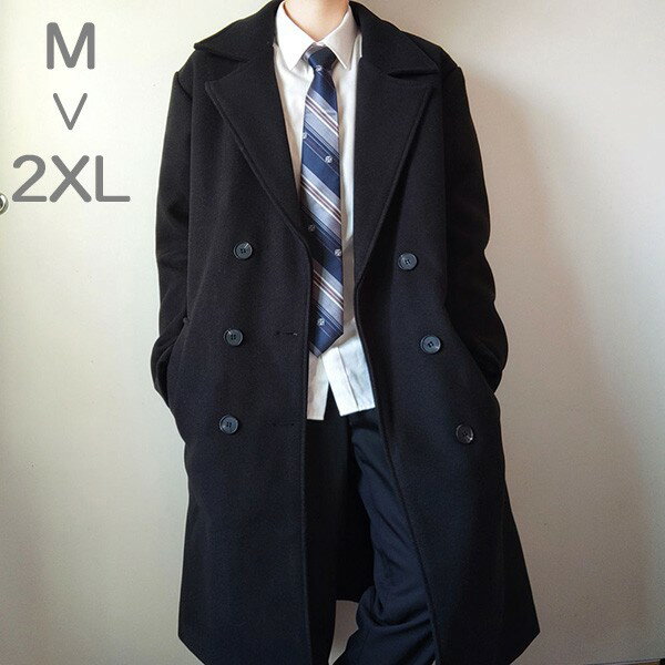 コート メンズ チェスターコート 学生 暖かい ロングコート アウター メンズファッション 春 秋冬 ブラック 黒 カッコイイ M L XL 2XL dm127t2t2m3