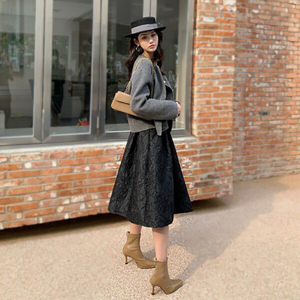 スカート ひざ下 ブラック レース エレガント きれいめ ふんわり膨らむ フレアスカート パラソルスカート アンブレラスカート 女子会 デート フォーマル 演奏会 ドレス 衣装 コーラス ピアノ 発表会 ステージ 合唱 大人 春夏 秋 洗える S M L XL 2XL dm195t2t2x1