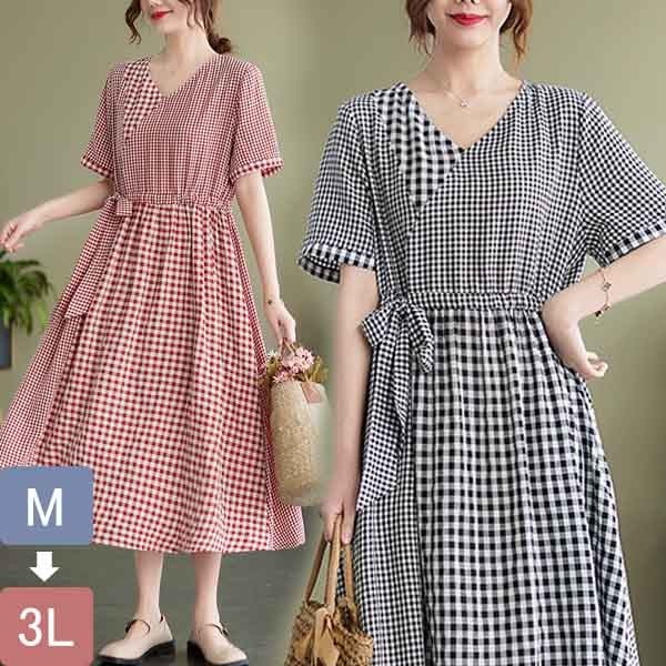 ワンピース 夏ワンピ ロング レディース Vネック 袖あり チャック柄 ファッション 春夏 カジュアル 体型カバー ゆったり きれいめ おしゃれ 黒 赤 リゾート 母の日 プレゼント dt116t2t2x1