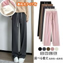 パンツ レディース 冬 裏起毛 ニット ワイドパンツ イージーパンツ あったかい 防寒 低身長 高身長 ワイド ゆったり カジュアル ワンマイルウェ 選べる丈 ピンク オフホワイト 黒 白 コーヒー色 灰色 S M L 2L dt229t2t2x1