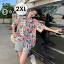 アロハシャツ 男女兼用 開襟 5分袖 ハワイアン 花柄 総柄 可愛い ゆったり 体型カバー オーバーサイズ レディース メンズ 開襟シャツ 夏 大きいサイズ シンプルデザイン カジュアル ストリートリゾート 旅行 海 ビーチ dd035x0x0x1