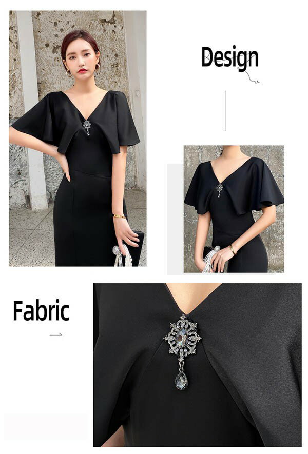 ロングドレス 演奏会 ドレス Vネック パーティードレス 大きいサイズ ピアノ 発表会 袖あり 袖付き スレンダーライン ハンカチスリーブ 半袖 大人 ファスナー 二次会 花嫁 結婚式 母親 ドレス 卒業式 謝恩会 披露宴 成人式 お呼ばれ 20代 30代 40代 XS 2XL da118x1x1x1