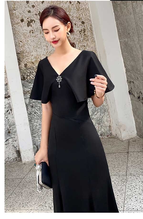 ロングドレス 演奏会 ドレス Vネック パーティードレス 大きいサイズ ピアノ 発表会 袖あり 袖付き スレンダーライン ハンカチスリーブ 半袖 大人 ファスナー 二次会 花嫁 結婚式 母親 ドレス 卒業式 謝恩会 披露宴 成人式 お呼ばれ 20代 30代 40代 XS 2XL da118x1x1x1