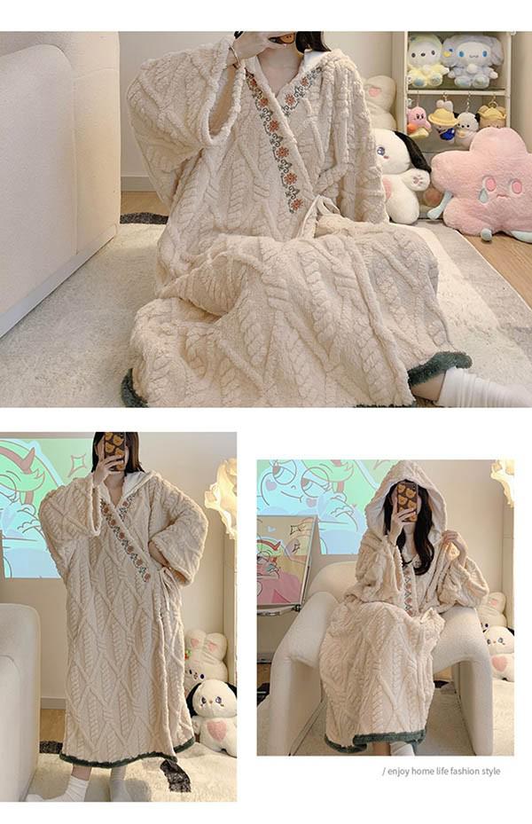 ワンピース パジャマ ルームウェア 春 夏 ネグリジェ フードあり レディース エレガント 長袖 ゆったり ロング丈 大きいサイズ 部屋着 寝巻き 韓国風 きれいめ おしゃれ シンプル かわいい 春秋 ナイトロープ dh062x1x1x1