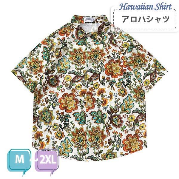乐天商城 - アロハシャツ シャツ ボタニカル柄 花柄 メンズ レディース ペアルック 男女兼用 開襟シャツ 夏物 ハワイアン 半袖 ヴィンテージ風 シンプルデザイン 開襟 オープンカラー カジュアル ストリートリゾート M L XL 2XL dk103x1x1x1