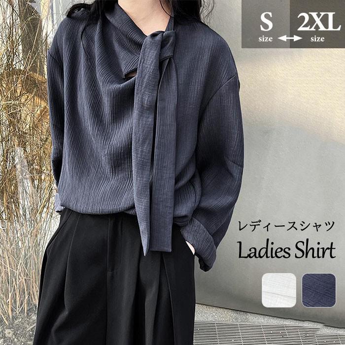 乐天商城 - ボウタイ ブラウス レディース ビッグ リボン リボンタイ 卒業式 女の子 入学式 長袖 春 秋 おしゃれ 上品 きれいめ シャツ ゆったり 薄手 無地 シンプル フェミニン ガーリー 通勤 通学 スーツインナー デート 女子会 dk184x1x1x1