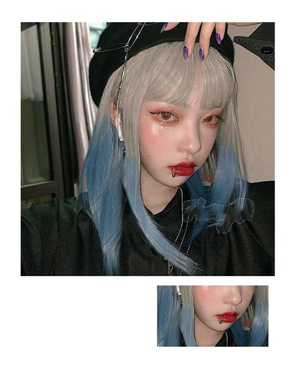 ウィッグ フルウィッグ ブルー グレー ショート 内巻き ボブ レディース ハロウィン ふんわり前髪 グラデーション ナチュラル 原宿風 かつら ぱっつん前髪 コスプレ 耐熱ウィッグ コスチューム 仮装 文化祭 イベント 学園祭 女装 発表会 学芸会 舞台 演劇 小道具 dp106x1x1x1