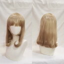 中世の貴族風 ストレート ゴールド 金髪 フルウィッグ かつら 女性 長髪 ミディアムウィッグ ミディアムヘア ロリータ lolita 前髪あり 自然 可愛い ...