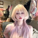 ウィッグ ロング レディース クラゲヘア 高層レイヤー プリンセスカット 前髪あり グラデーション ピンク ブロンド 自然 可愛い 耐熱 コスプレ 日常 ハロウィン 韓国風 小顔効果 おしゃれ かつら dq307x1x1x1
