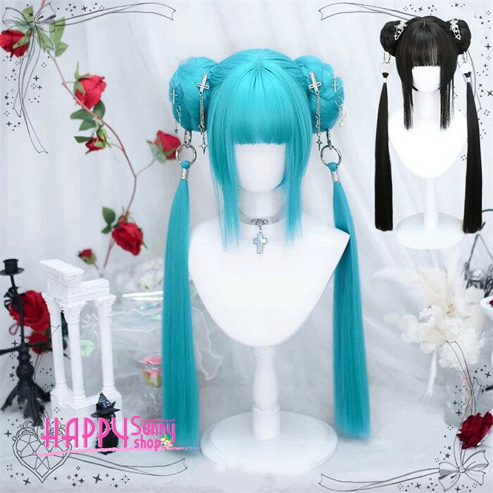 ウィッグ ツインテール 水色 ロング ゴスロリ 地雷系 ロリータ フルウィッグ レディース コスプレ 仮装 撮影 イベント 原宿系 量産型 可愛い 耐熱 かつら wig 個性派 ファッション パーティー ハロウィン 小顔効果 韓国風 dq330x1x1x1