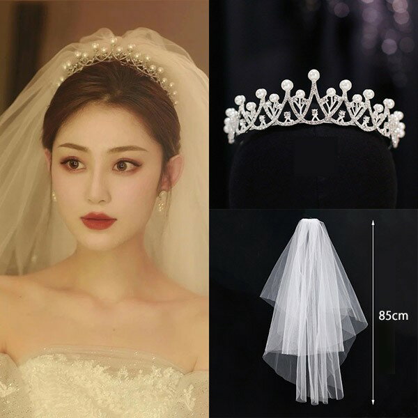 ウェディング 花嫁 ティアラ ベール/ティアラ2点セット 結婚式 アクセサリー フェイクパール飾り ウェディング パール ティアラ 海外挙式 誕生日会 パーティー ブライダル 髪飾り 王冠 ニ次会 ヘッドドレス ヘアアクセサリー ヘッドアクセサリー カチューシャ ds001x1x1x1
