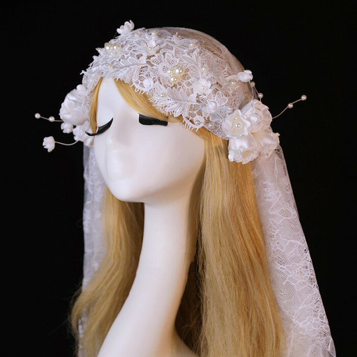 ウエディングベール ウェディングベール カチューシャ ヘッドドレス 花 ブライダル チュール リボン 花嫁 結婚式 髪飾り ティアラ 冠 上品 エレガント 前サテン 後レース ショート ベール レース 透け感 フェイスアップ ベールダウン 柔らか ds141x1x1m3