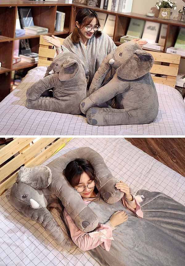 お昼寝枕 毛布入り 抱き枕 ブランケット アニマル 象 ゾウ ぬいぐるみ うたた寝ク...