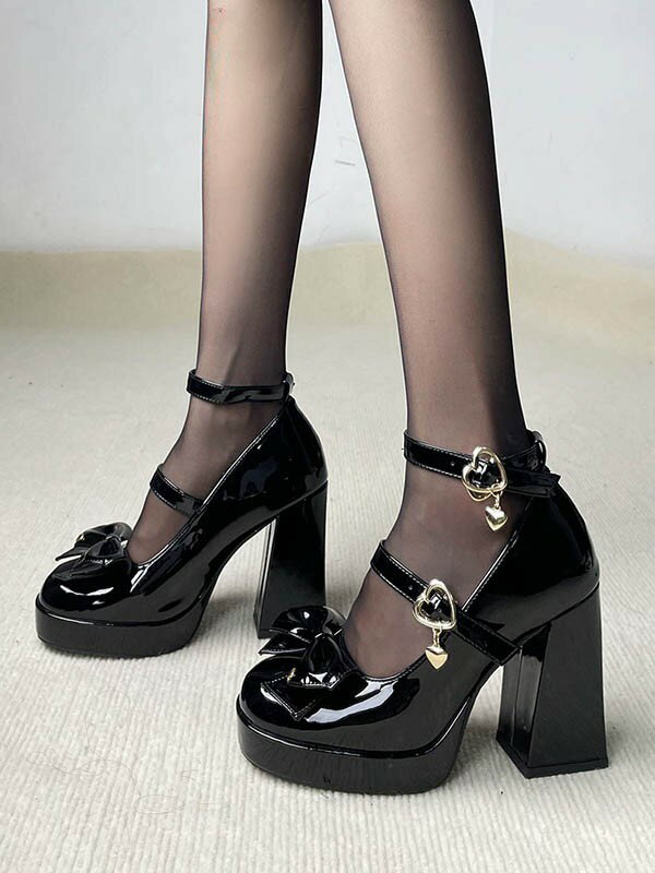 厚底 パンプス ワンストラップ 春秋 太めヒール ヒールパンプス フォーマル 大人 レディース シューズ ロリータ靴 メイド靴 可愛い 姫様 お嬢様 女の子 おしゃれ 日常 文化祭 イベント 美脚 お茶会 通学 コスプレ 小さいサイズ 大きいサイズ ja159x1x1ll