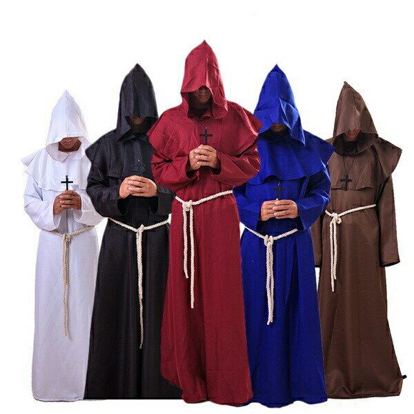 ハロウィンコスプレ ハロウィン仮装 コスチューム 公演服 ハロウィン 十字架 腰縄 西洋 衣装 メンズ 大人 中世牧師 神父 メンズ かわいい 用品【S/M/L/XL】 ホワイト ブルー 赤 ブラック 茶色 eb073y7y7l6