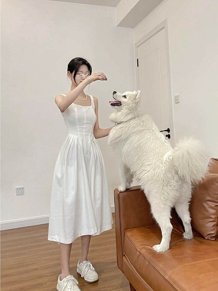 Aラインワンピース レディース ノースリーブ サテン風 ワンピース ホワイト フレア きれいめ シンプル 上品 大人可愛い おしゃれ デート 結婚式 お呼ばれ パーティー 20代 30代 40代 S M L XL qz005yayam3 happysunny-10032111 Happysunny Shop サンプル画像2