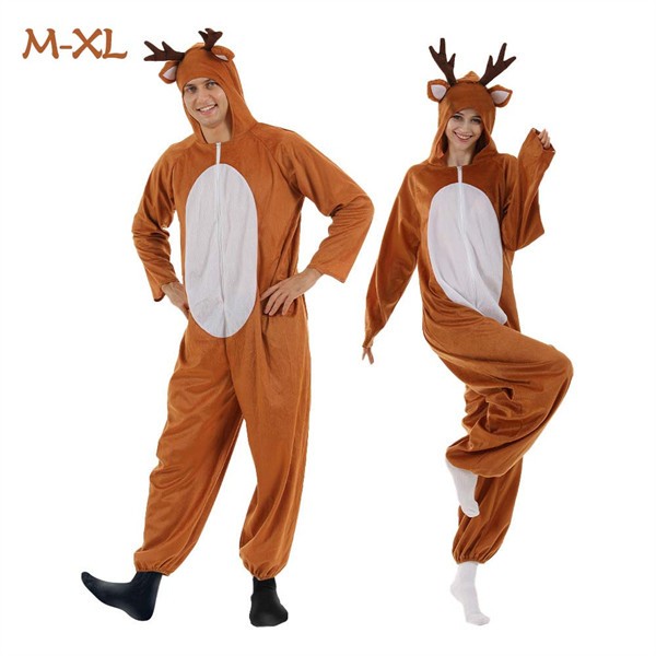 クリスマス衣装 トナカイ メンズ レディース サンゴフリース 着ぐるみ かわいいフード付 披露会 レディ..