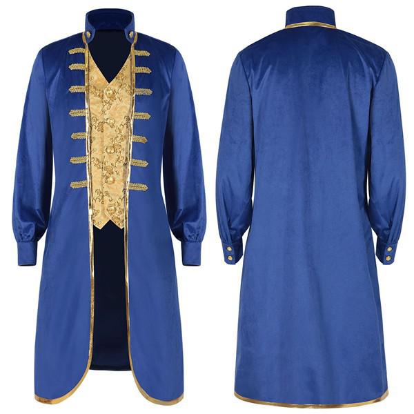 舞台ステージ衣装 メンズ 中世 ジャガード織 ロングコートタキシード着 大人 公爵 宮廷服 男性用 ジャケット 皇室 王…